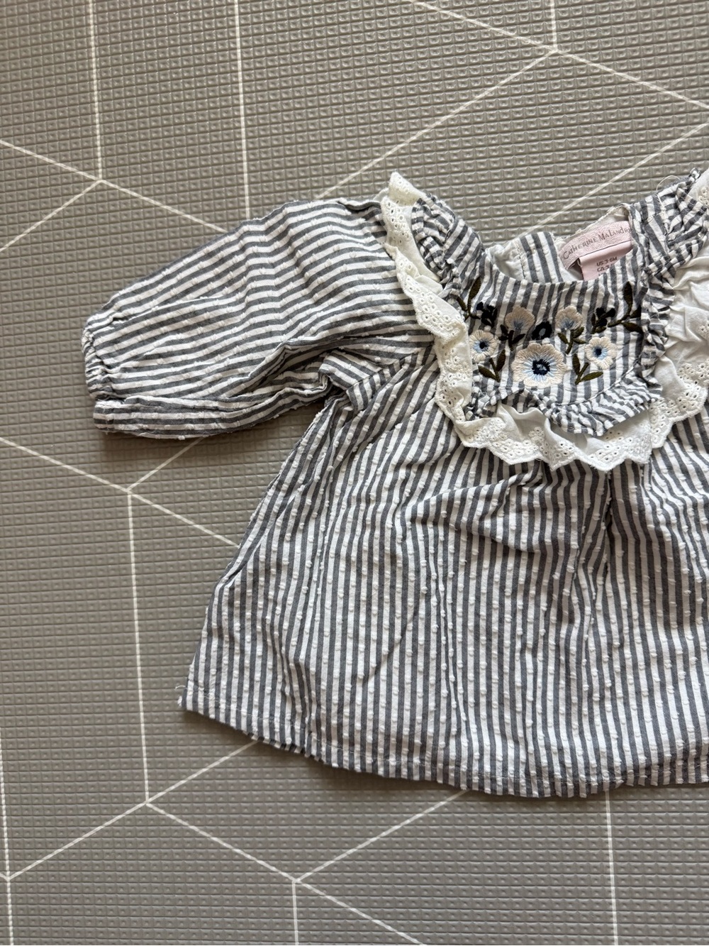 Catherine Malandrino|Baby girl Striped Floral Embroidered dress,lace/crotchet•••